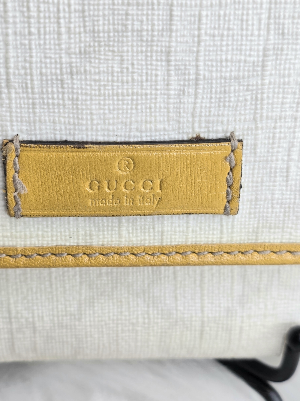 Gucci GG Bifold Wallet Off White Coated Canvas with Leather Mustard Trim - Picture 8 of 11